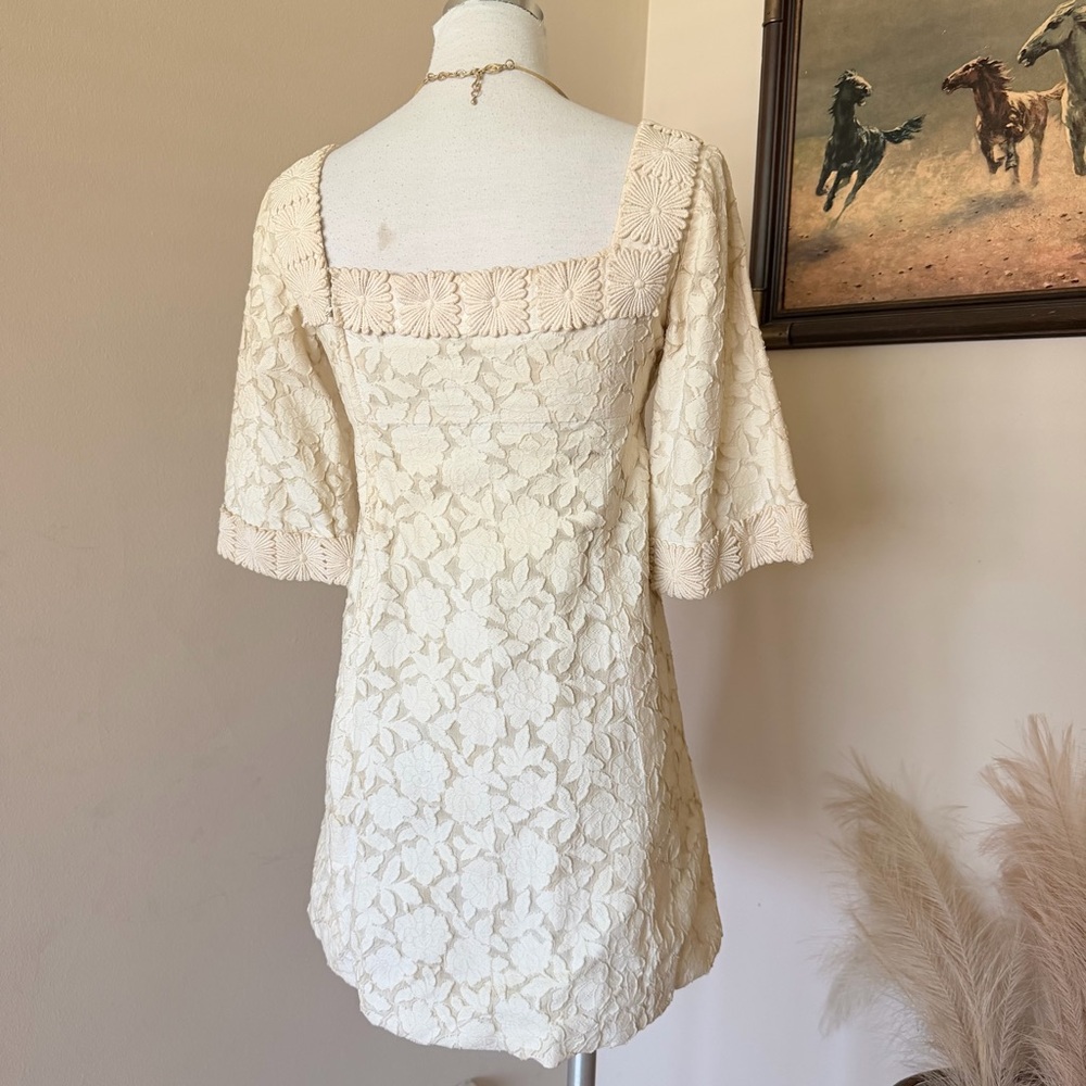YSL Vintage Elegant Cream Lace Square-Neck Dress - Picture 5 of 11